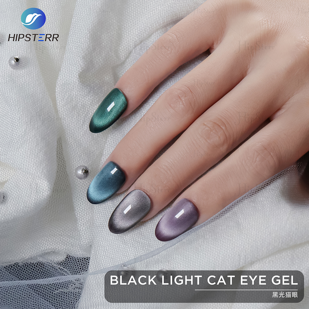 Black light galaxy cat eyes gel nail polish