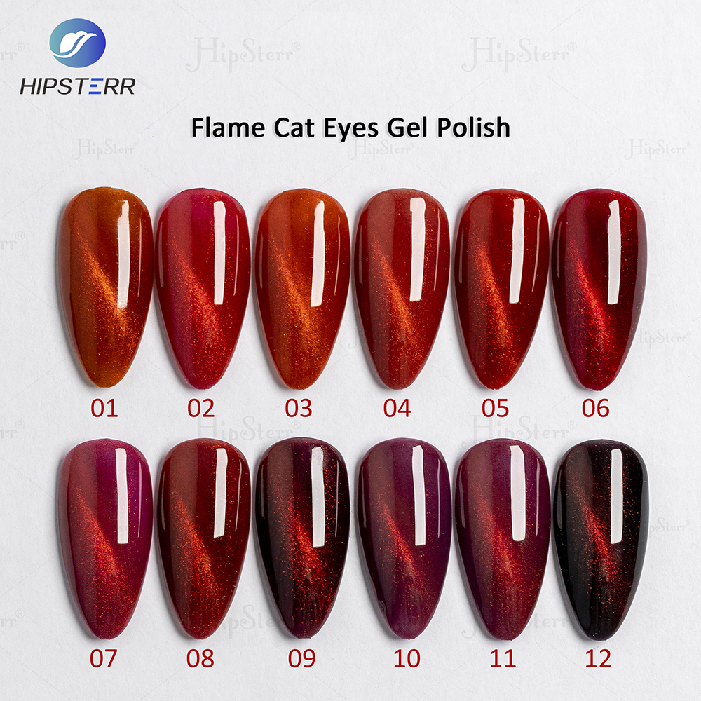 Flame red Cat eyes gel polish
