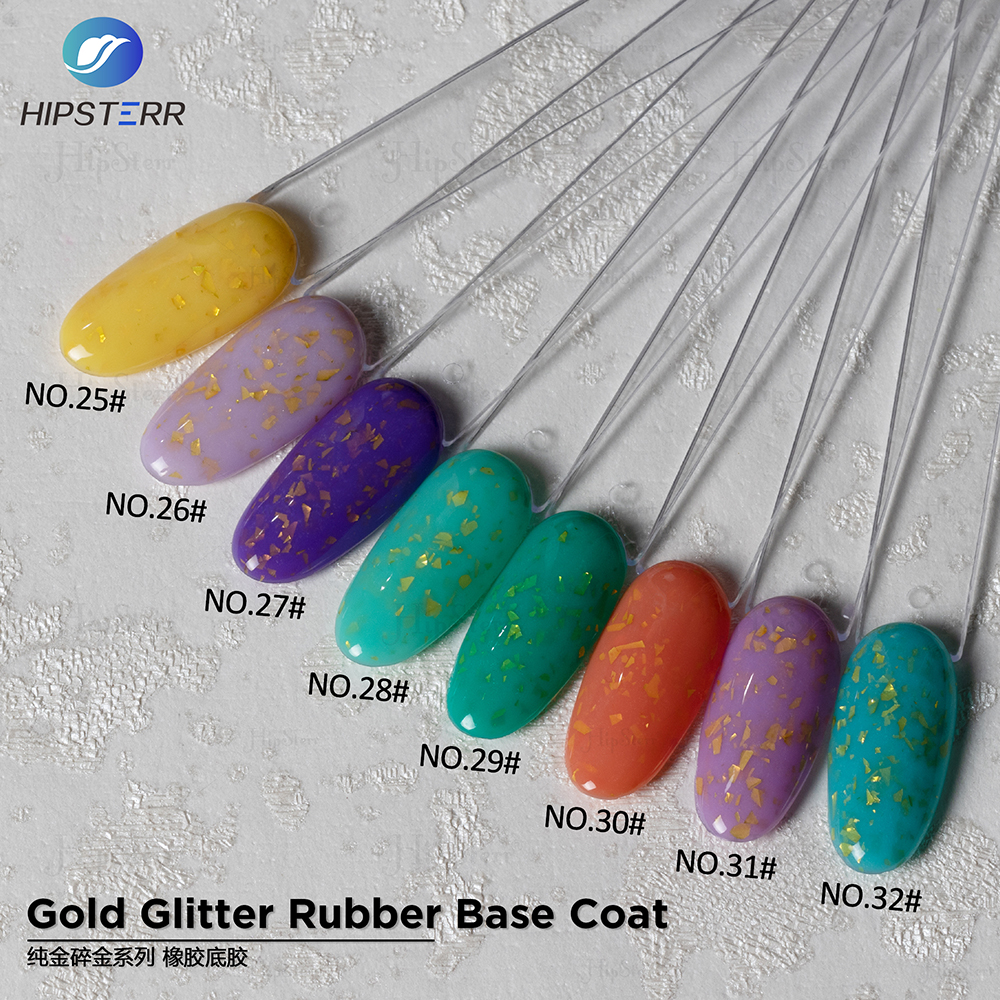 Gold Glitter Rubber Base Coat nail ridge filler