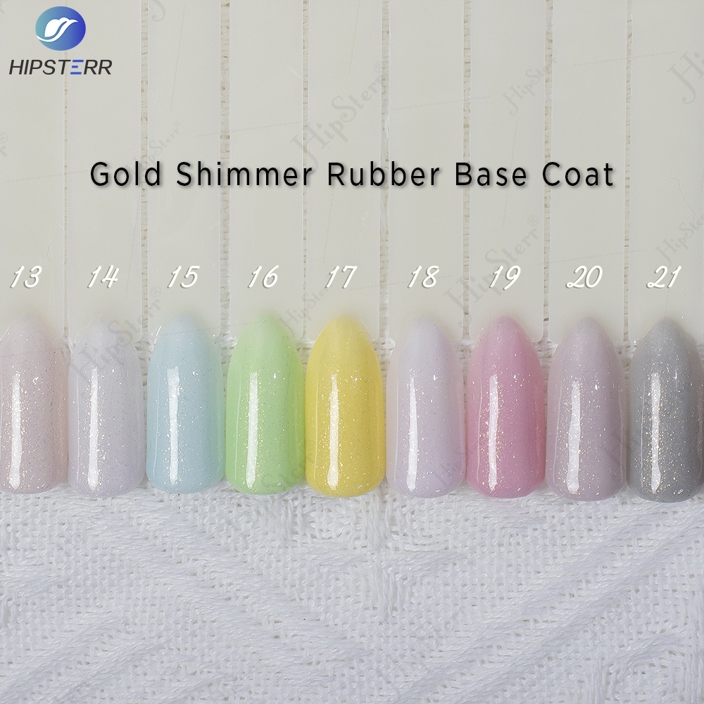 Gold Shimmer Rubber Base Coat 2 in 1 reinforce gel polish