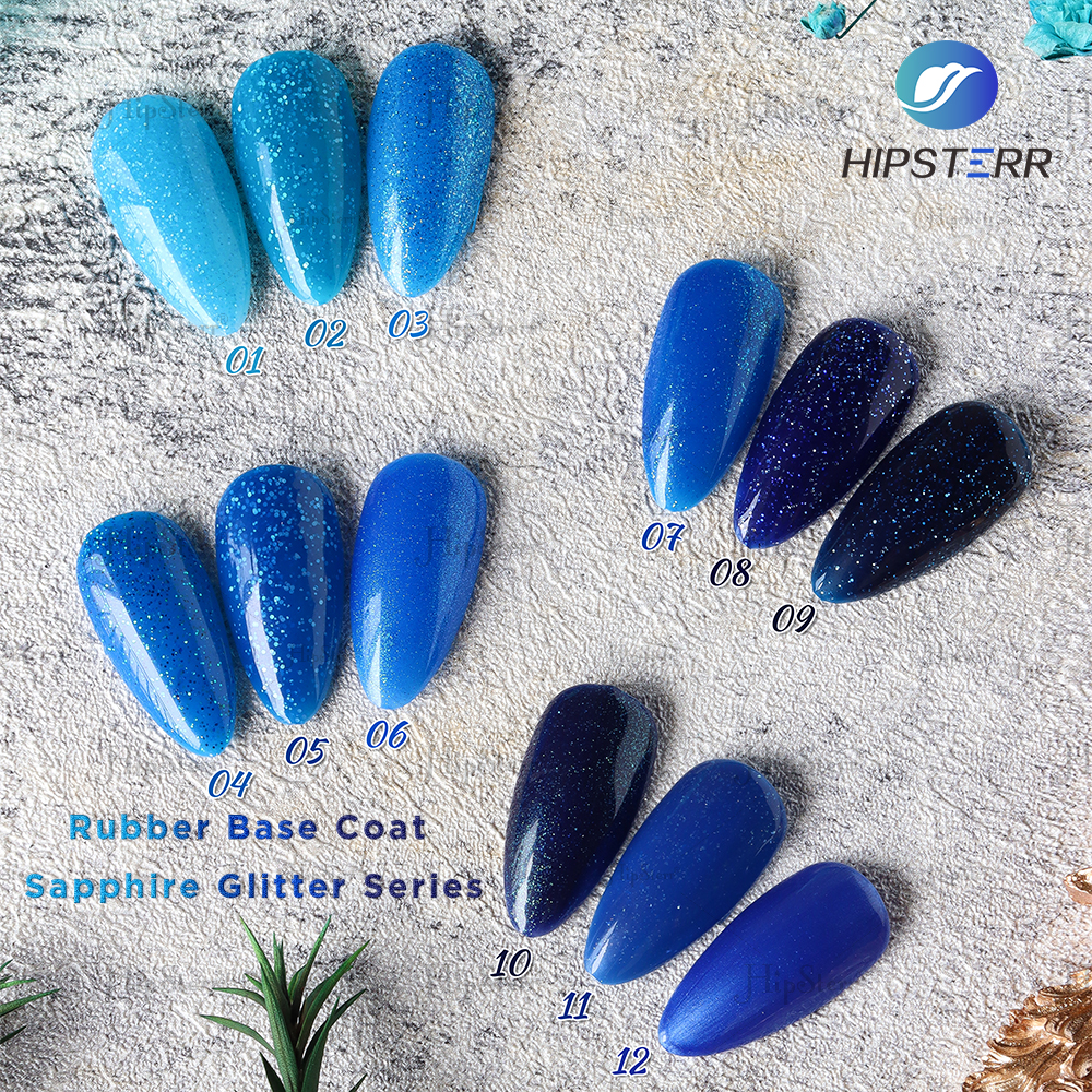 Sapphire Glitter light Blue Rubber Base Coat