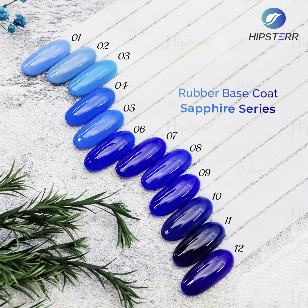 Sapphire Rubber Base Coat blue gel nail polish